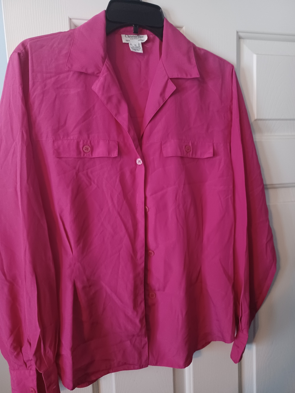 Dior Women's Bright Fuchsia Button-Up Blouse